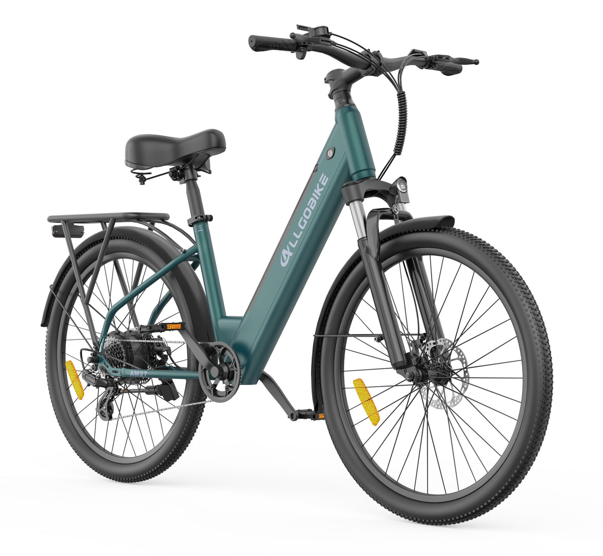 AM27 e-bike Verde scuro, hero 45, foto reale del fornitore